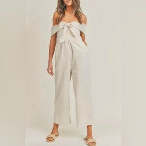 Lush Clothing Wide Leg Off-the-Shoulder Jumpsuit